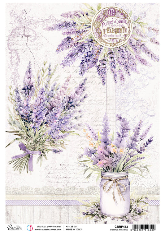 Rice Paper A4 Piuma Cottage Romance - 5 Sheets - Ecstasy Crafts