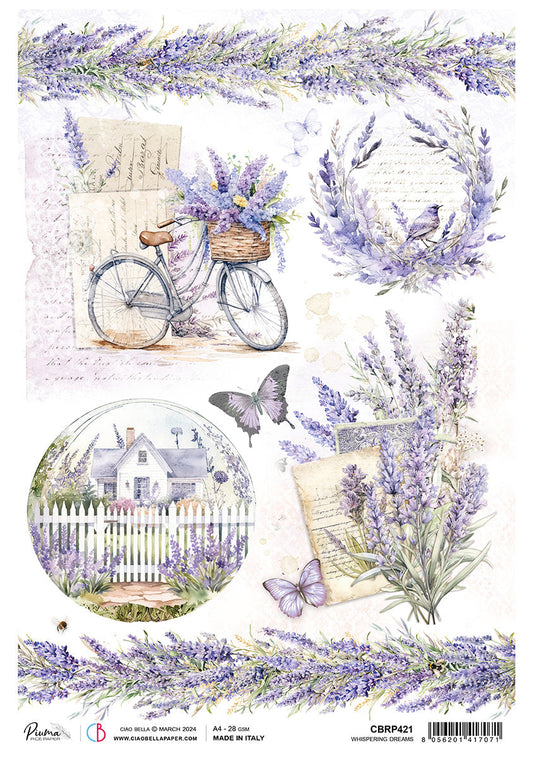 Rice Paper A4 Piuma Whispering Dreams - 5 Sheets - Ecstasy Crafts