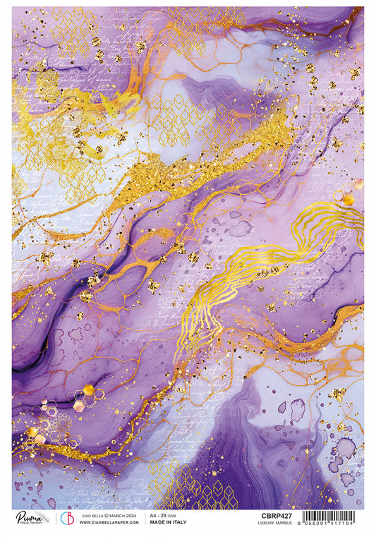 Rice Paper A4 Piuma Luxury Marble - 5 Sheets - Ecstasy Crafts