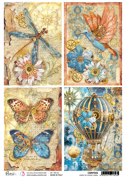 Rice Paper A4 Esprit de Voyage Cards - Ecstasy Crafts