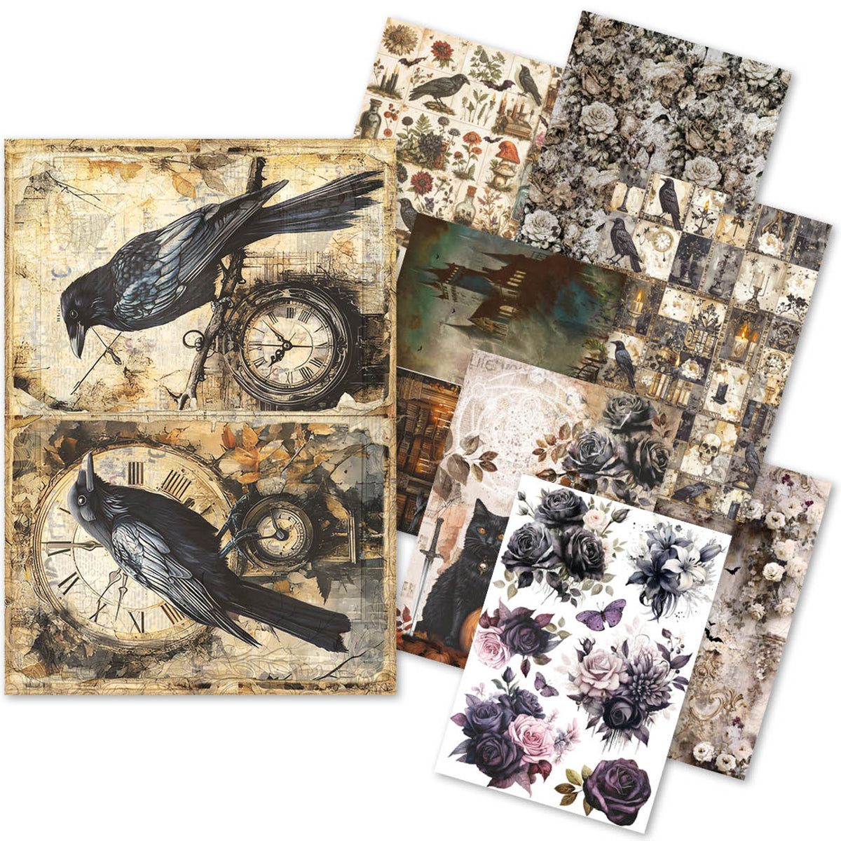 Rice Paper A5 MIXED 8/Pkg Dark Academia - Ecstasy Crafts