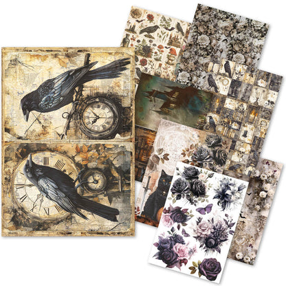 Rice Paper A5 MIXED 8/Pkg Dark Academia - Ecstasy Crafts
