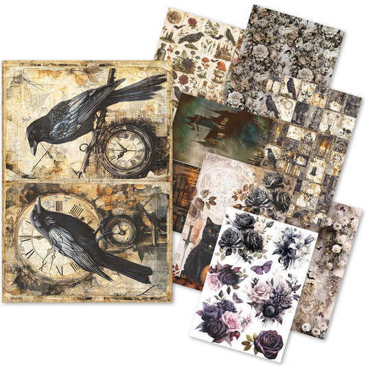 Rice Paper A5 MIXED 8/Pkg Dark Academia - Ecstasy Crafts