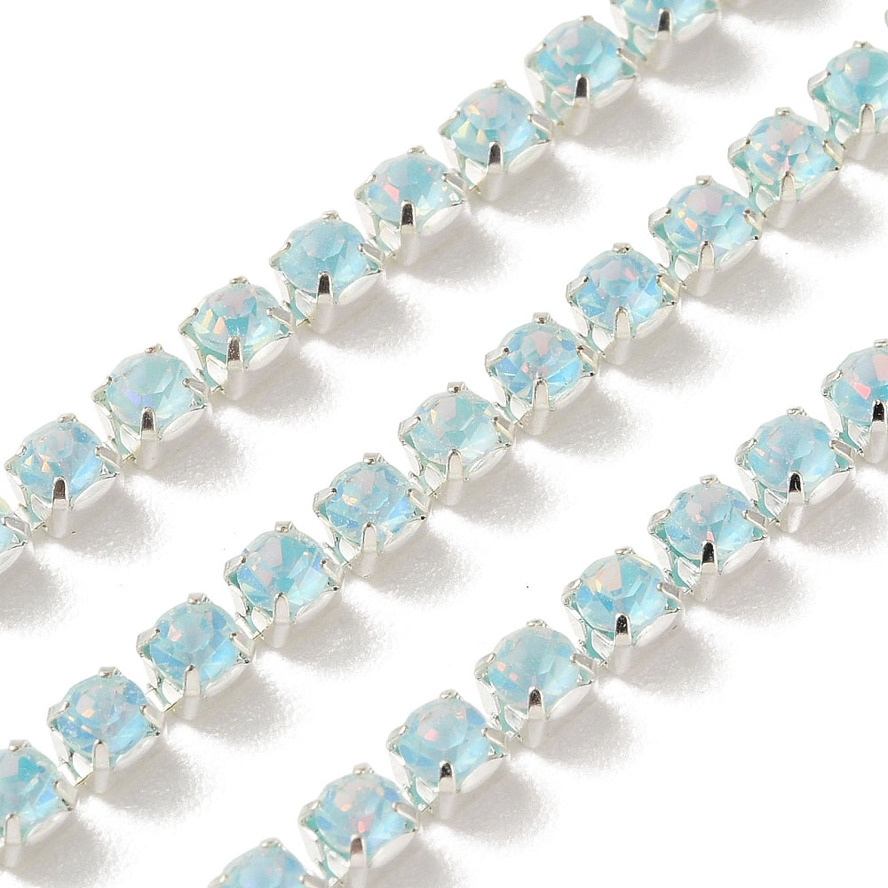 Rhinestone Silver Cup Chain SS12 Light Azore 1 yard