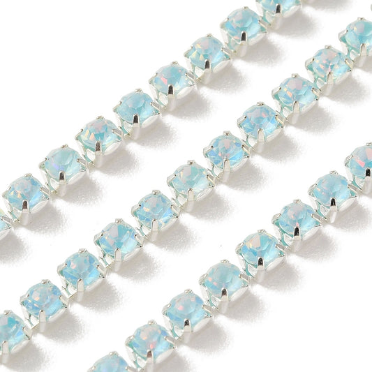 Rhinestone Silver Cup Chain SS12 Light Azore 1 yard