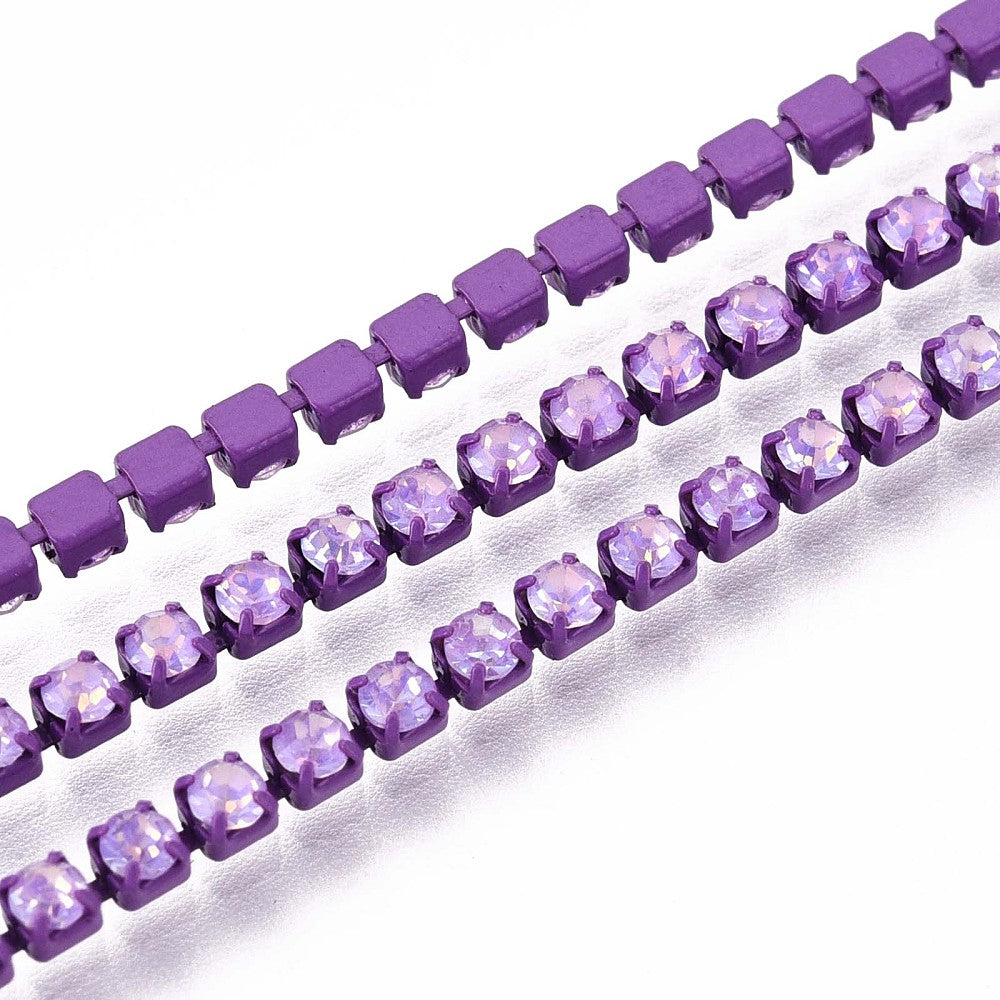 Rhinestone Cup Chain SS6 Dark Orchid 1 Yard