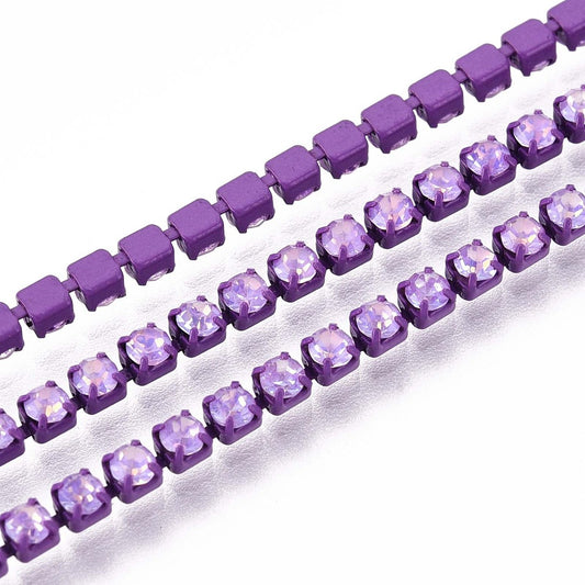 Rhinestone Cup Chain SS6 Dark Orchid 1 Yard