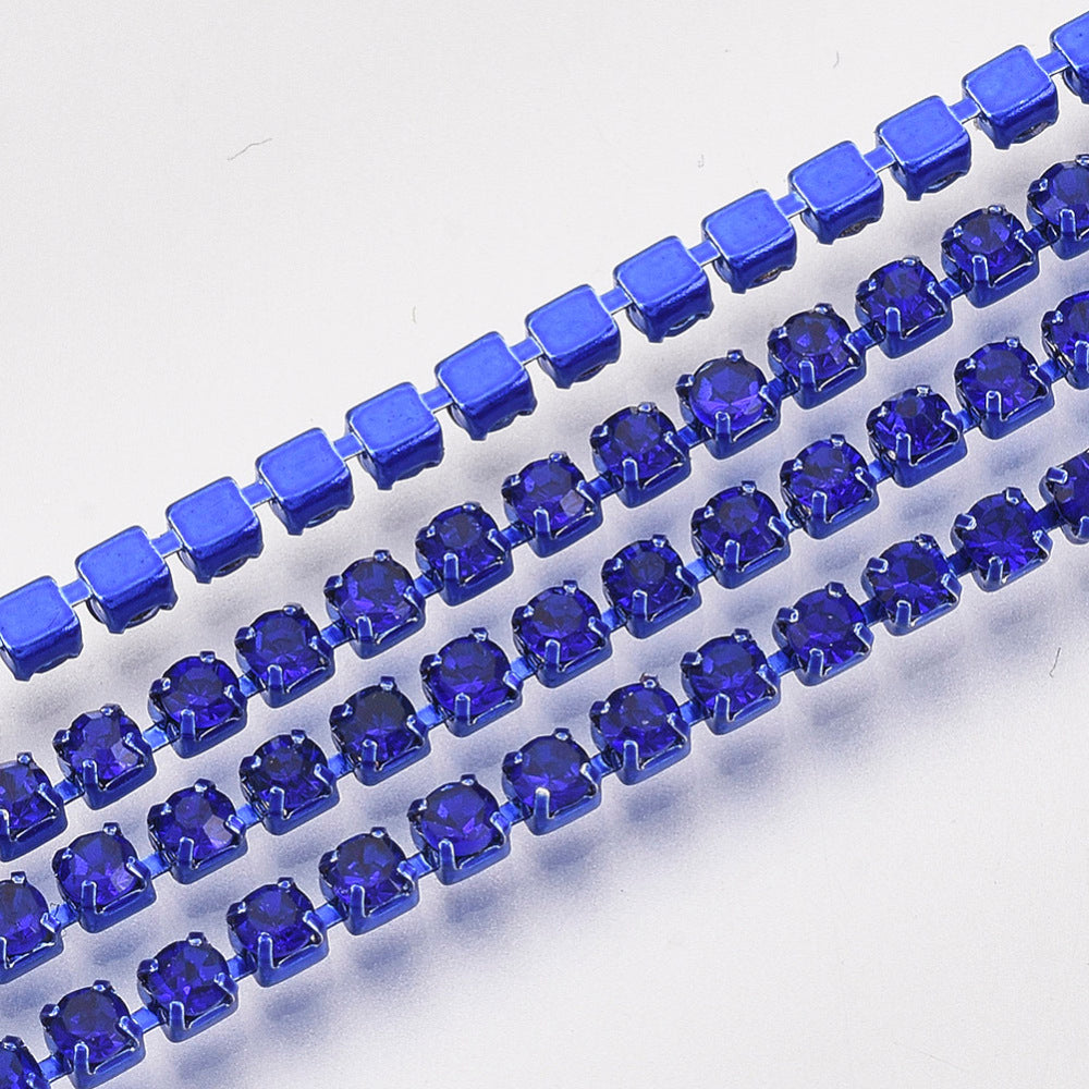 Rhinestone Cup Chain SS6.5 Sapphire 1 Yard