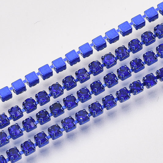 Rhinestone Cup Chain SS6.5 Sapphire 1 Yard