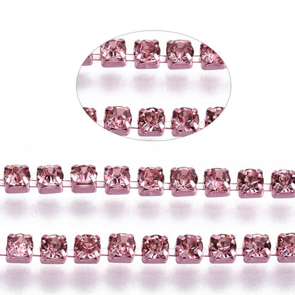 Rhinestone Cup Chain SS6.5 Rose Pink 1 Yard
