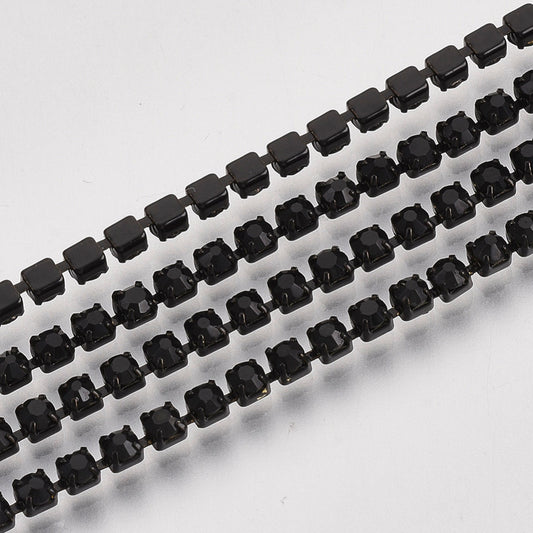 Rhinestone Cup Chain SS8.5 Black 1 Yard