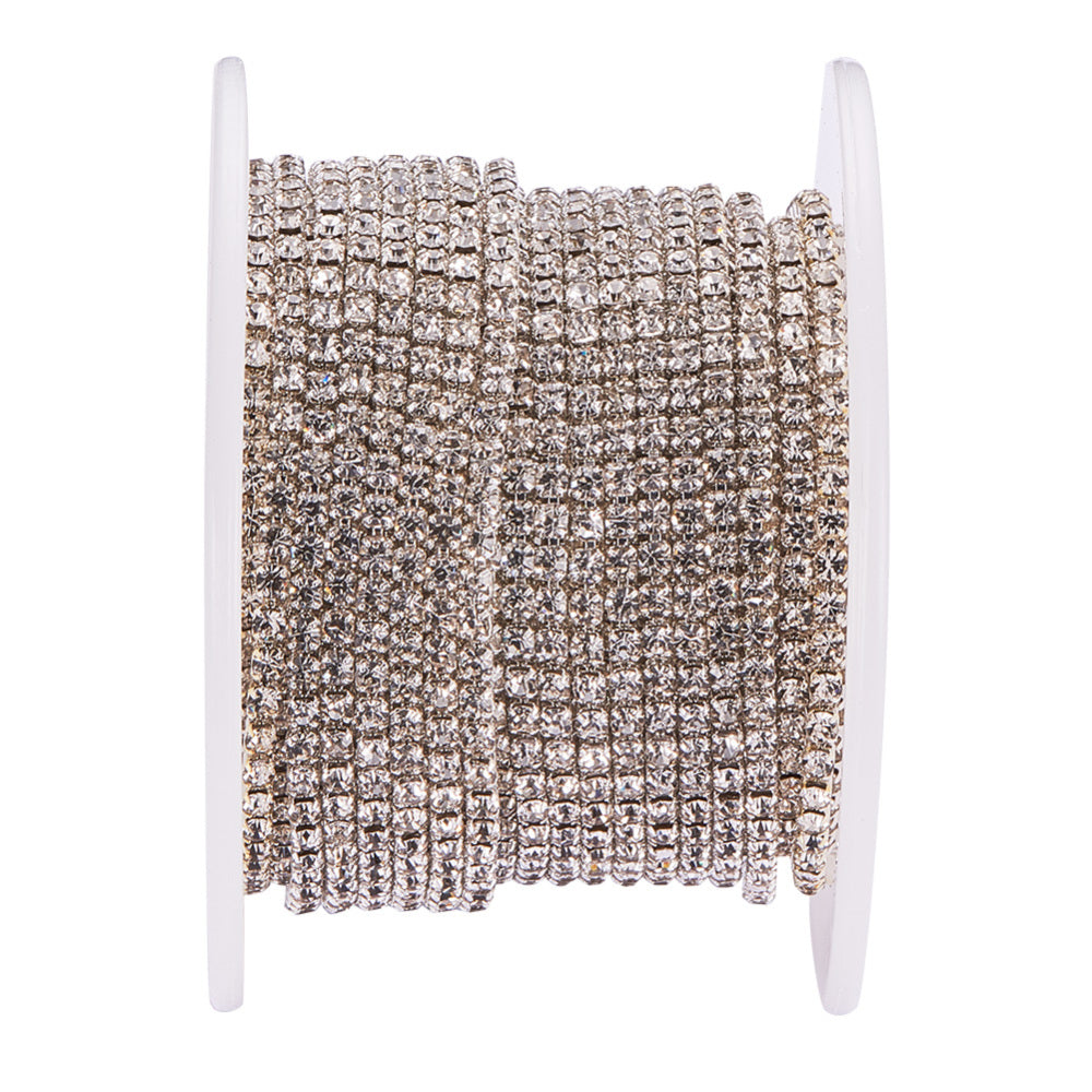Rhinestone Silver Cup Chain SS6 Crystal 1 Yard