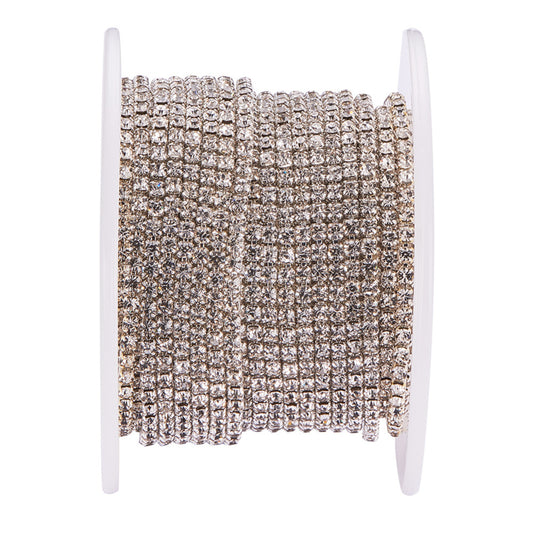 Rhinestone Silver Cup Chain SS6 Crystal 1 Yard