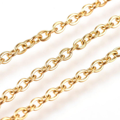 Cable Chain Flat Oval 304SS ION Plated Golden 2.5x2x0.5mm 10M