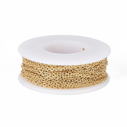 Cable Chain Flat Oval 304SS ION Plated Golden 2.5x2x0.5mm 10M