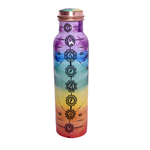 Chakra Synergy Copper Water Bottle 32oz | Crystals and Sun Signs