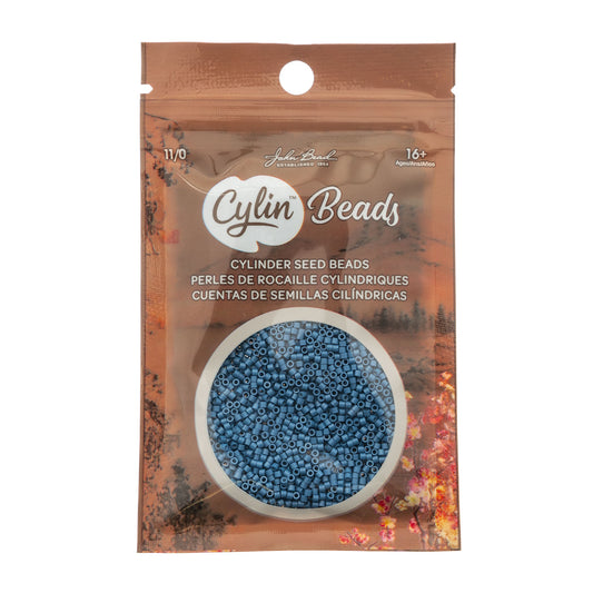 Cylin Bead 11/0 Opaque Denim Blue - Alberta Bead Store