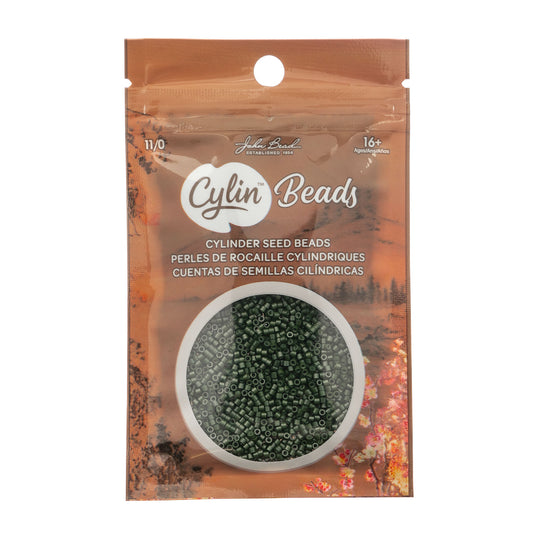 Cylin Bead 11/0 Opaque Forest Green - Alberta Bead Store