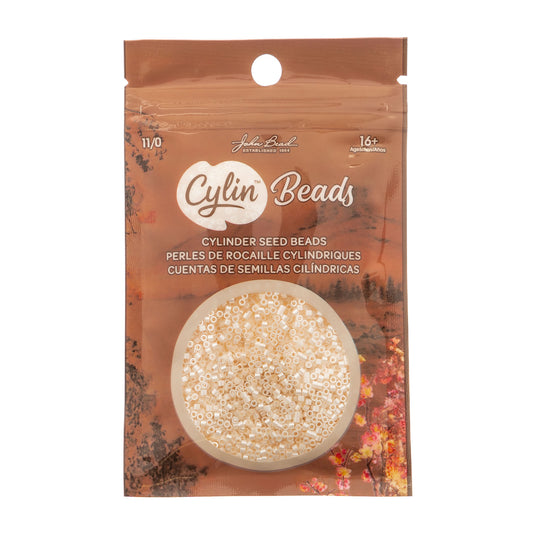 Cylin Bead 11/0 Opaque White Bisque Ceylon - Alberta Bead Store