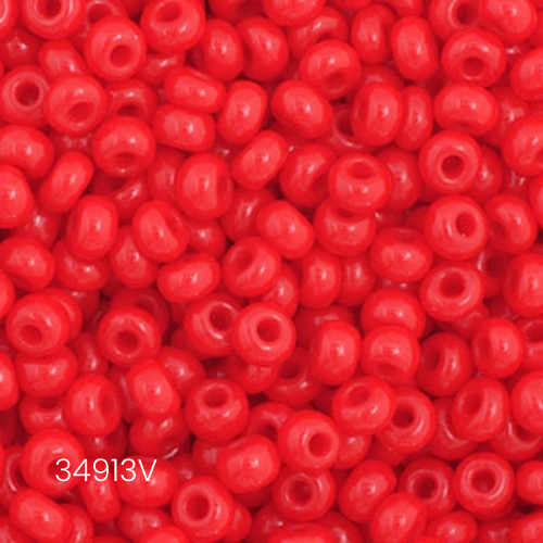 Czech Seed Bead 10/0 Opaque Medium Red - Alberta Bead Store