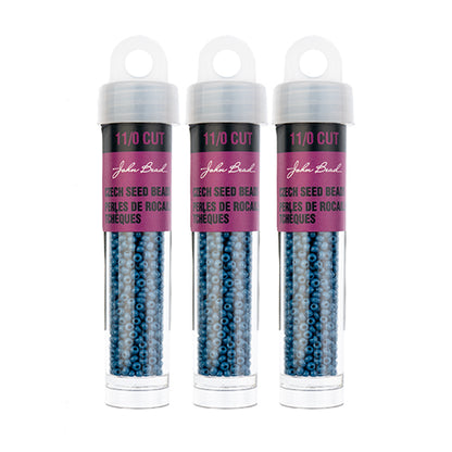 Czech Seed Beads 11/0 Cut Opaque Dark Blue - Alberta Bead Store