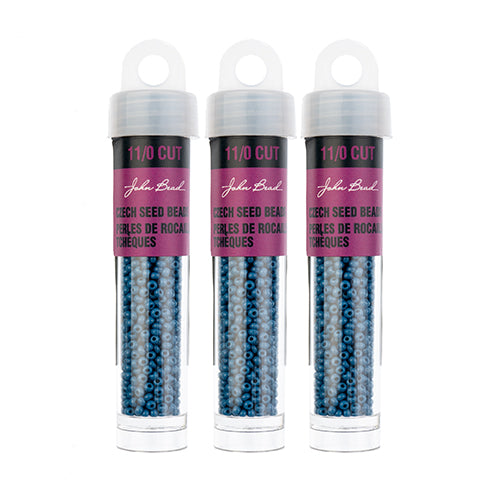 Czech Seed Beads 11/0 Cut Opaque Dark Blue - Alberta Bead Store