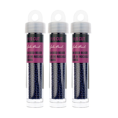 Czech Seed Beads 11/0 Cut Opaque Dark Royal Blue - Alberta Bead Store