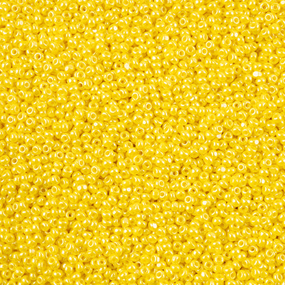 Czech Seed Beads 11/0 Cut Opaque Yellow Luster - Alberta Bead Store