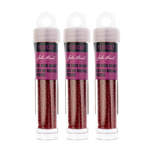 Czech Seed Beads 11/0 Cut Transparent Red - Alberta Bead Store