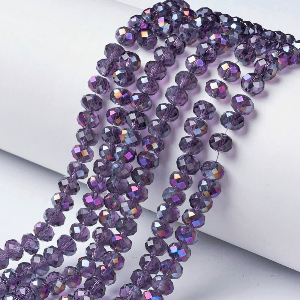 Glass Bead Rondelle Half Rainbow Plate Dark Violet 4x3mm