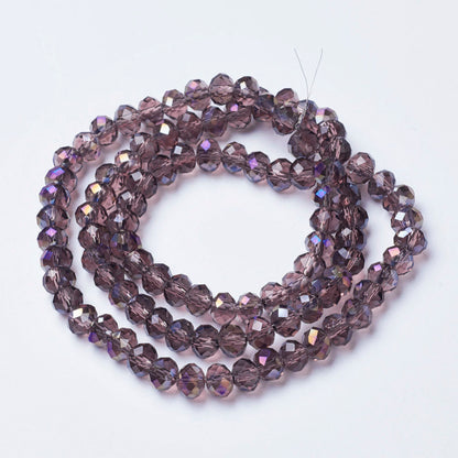 Glass Bead Rondelle Half Rainbow Plate Dark Violet 4x3mm