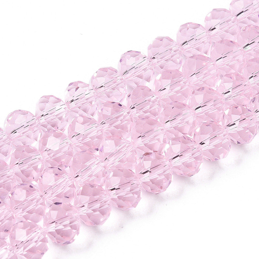 Glass Bead Faceted Rondelle Pink 6x5mm