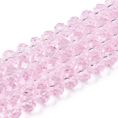 Glass Bead Faceted Rondelle Pink 6x5mm
