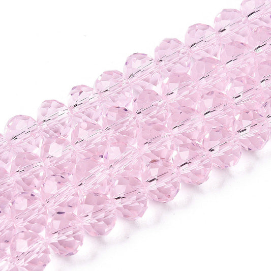 Glass Bead Faceted Rondelle Pink 6x5mm