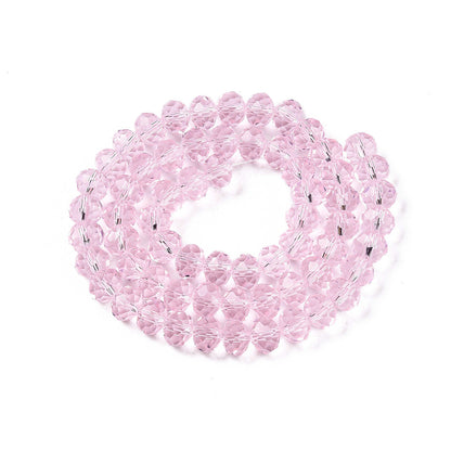 Glass Bead Faceted Rondelle Pink 6x5mm