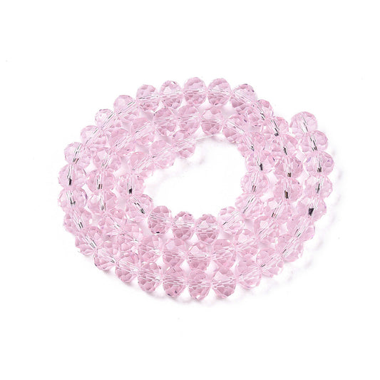 Glass Bead Faceted Rondelle Pink 6x5mm