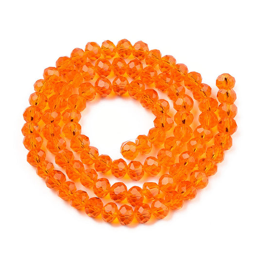 Glass Bead Faceted Rondelle Coral 6x5mm
