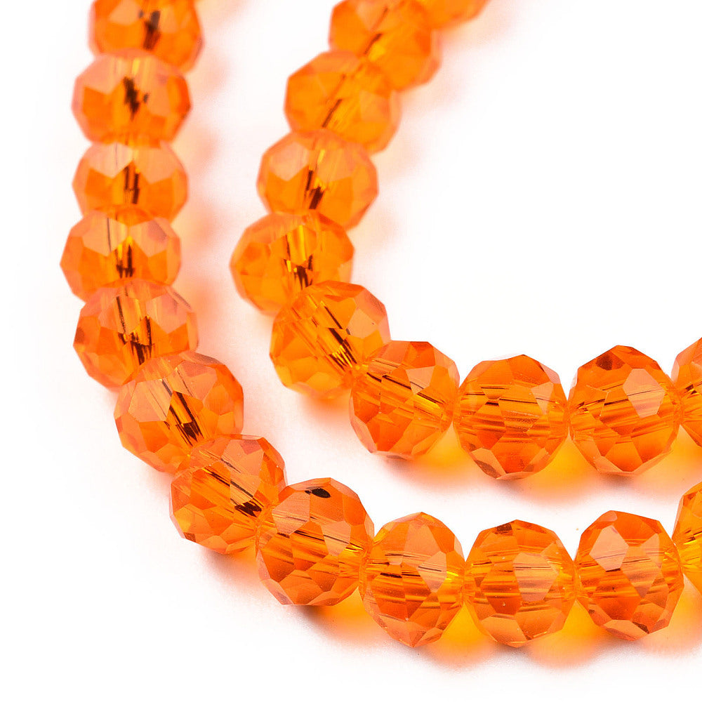 Glass Bead Faceted Rondelle Coral 6x5mm
