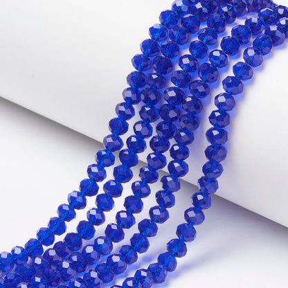 Glass Bead Faceted Rondelle Blue 8x6mm