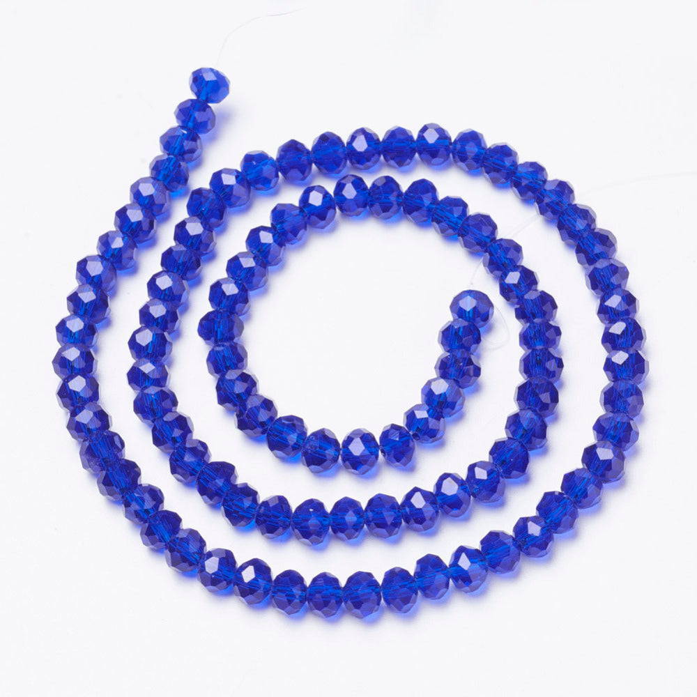 Glass Bead Faceted Rondelle Blue 8x6mm