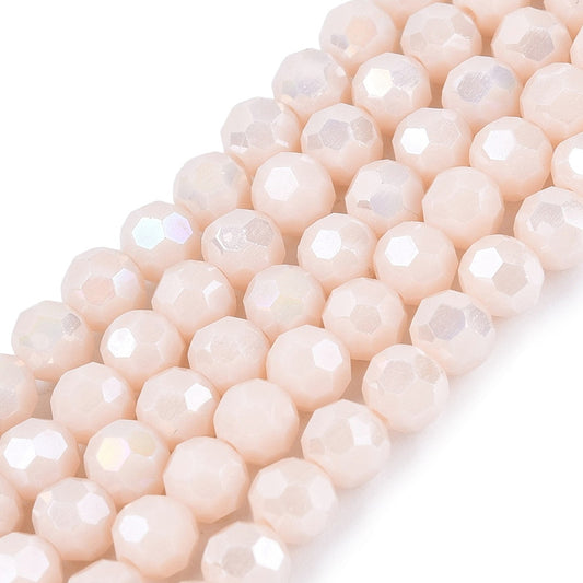 Glass Bead Faceted Round Linen 4.5x4mm
