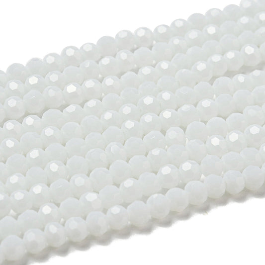 Glass Bead Faceted Opaque White 8MM