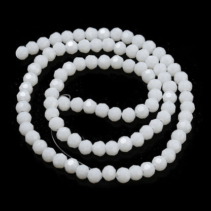 Glass Bead Faceted Opaque White 4MM