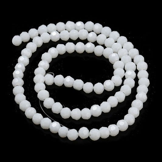 Glass Bead Faceted Opaque White 8MM