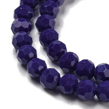 Glass Bead Round Faceted Opaque Marine Blue 4MM