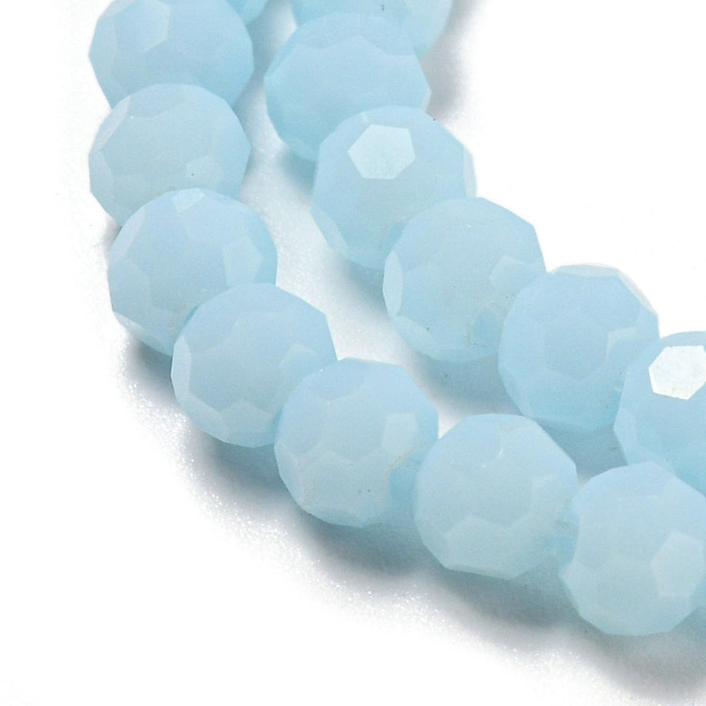 Glass Bead Round Faceted Opaque Cyan 4MM