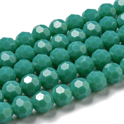 Glass Bead Faceted Opaque Green 8MM