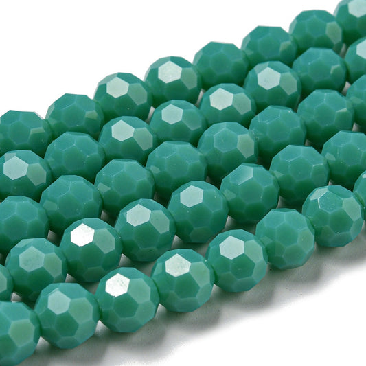 Glass Bead Faceted Opaque Green 8MM