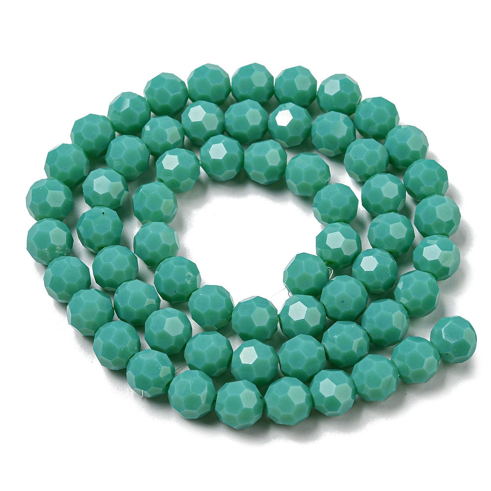 Glass Bead Faceted Opaque Green 8MM