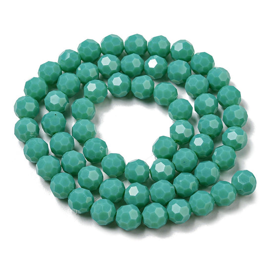 Glass Bead Faceted Opaque Green 8MM